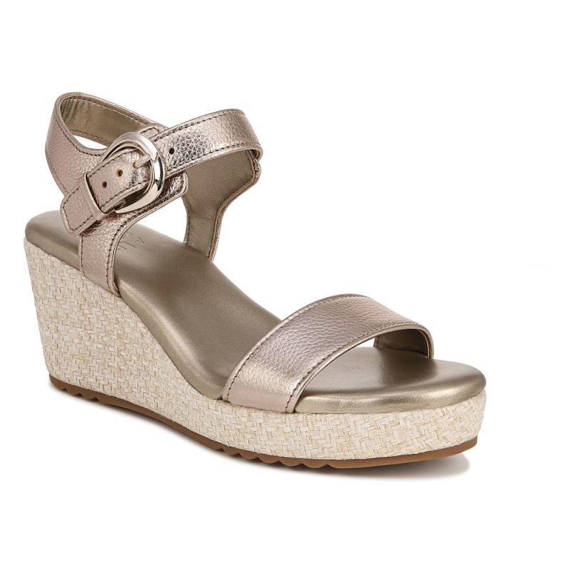 Naturalizer Women's Stella Wedge Sandal - Warm Silver Leather