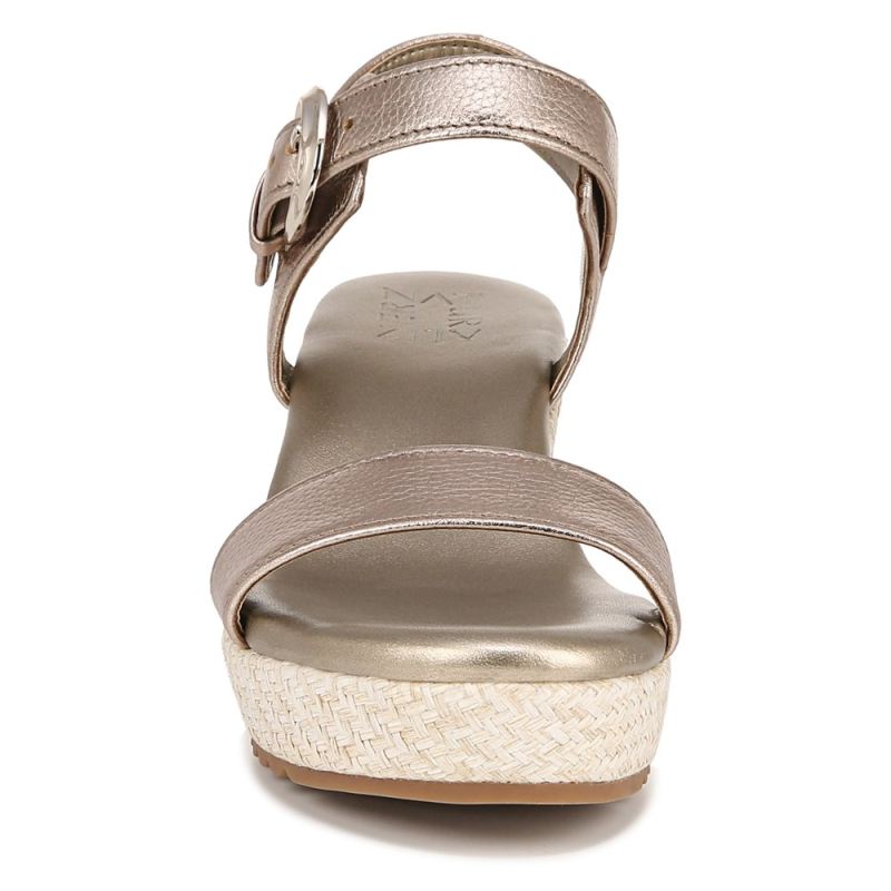 Naturalizer Women's Stella Wedge Sandal - Warm Silver Leather