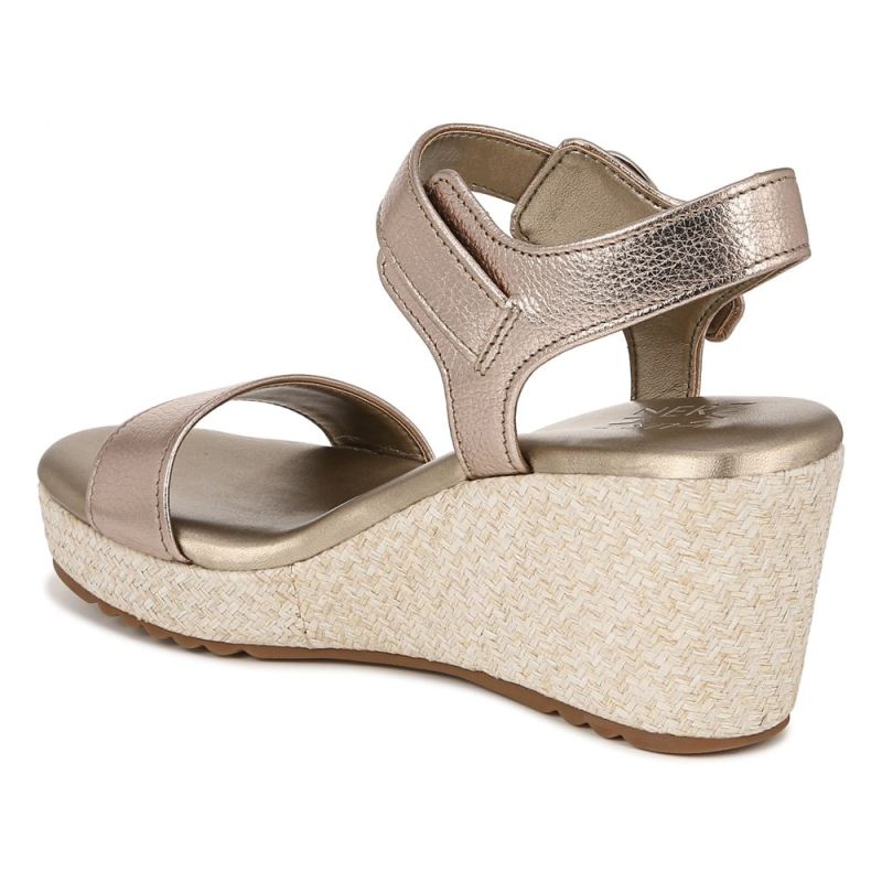 Naturalizer Women's Stella Wedge Sandal - Warm Silver Leather