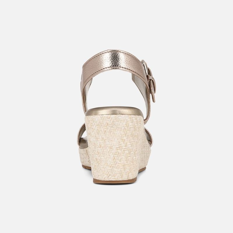 Naturalizer Women's Stella Wedge Sandal - Warm Silver Leather