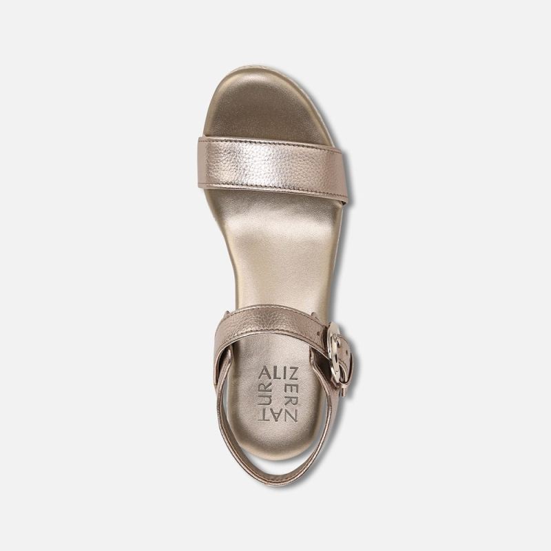 Naturalizer Women's Stella Wedge Sandal - Warm Silver Leather