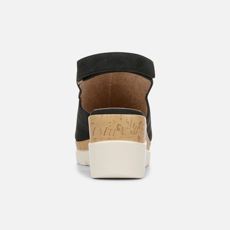 Naturalizer Women's SOUL Giselle Wedge Sandal - Black Faux Nubuck