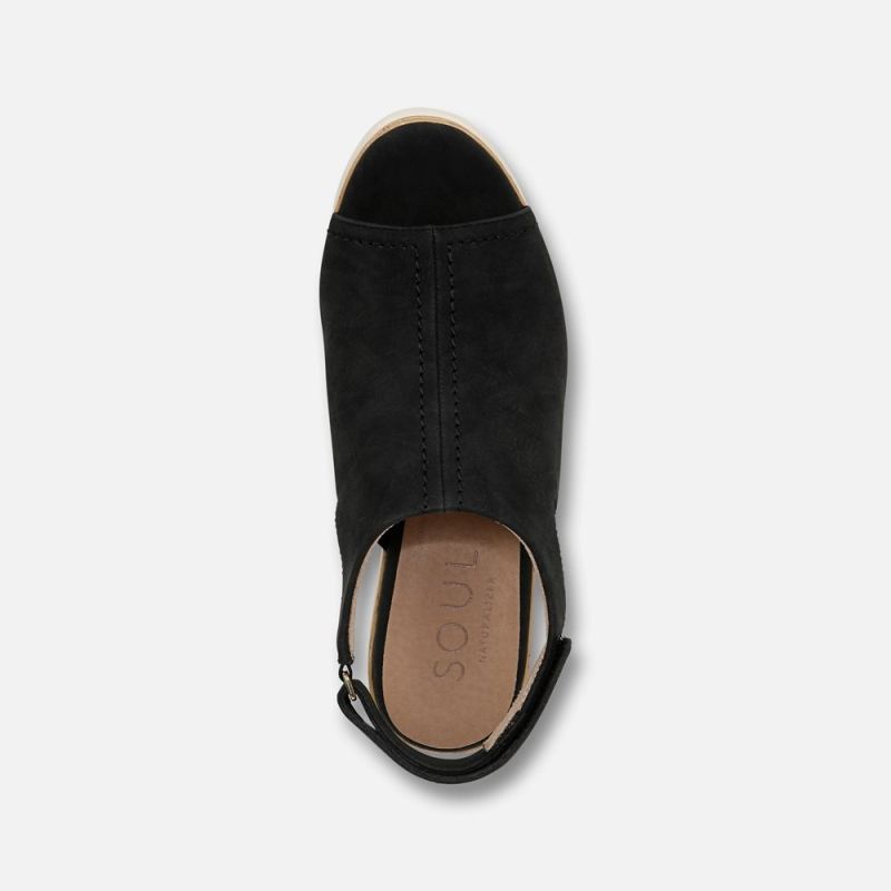 Naturalizer Women's SOUL Giselle Wedge Sandal - Black Faux Nubuck