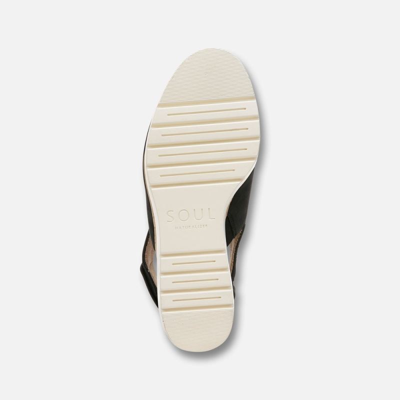 Naturalizer Women's SOUL Giselle Wedge Sandal - Black Faux Nubuck