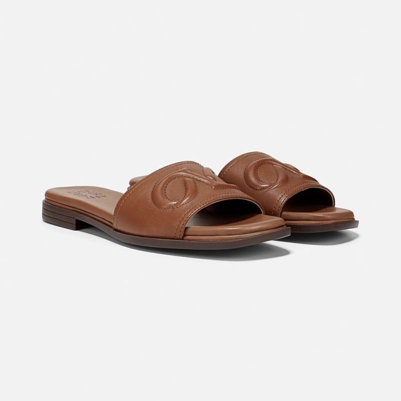 Naturalizer Women's Genevieve Slide Sandal - English Tea Brown Leather
