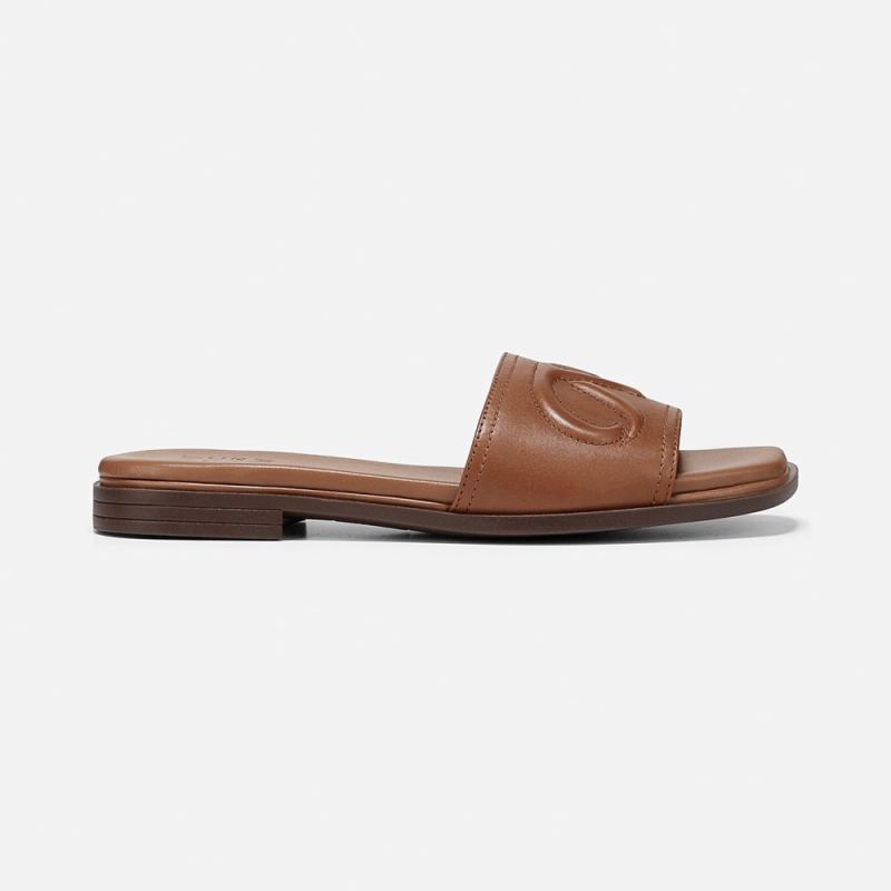 Naturalizer Women's Genevieve Slide Sandal - English Tea Brown Leather