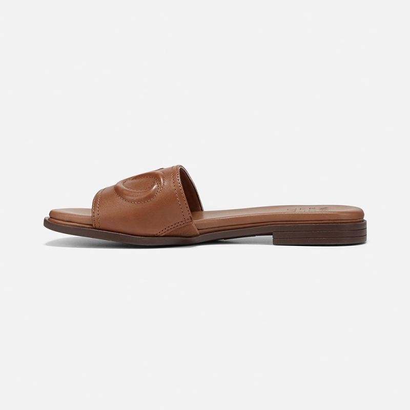 Naturalizer Women's Genevieve Slide Sandal - English Tea Brown Leather