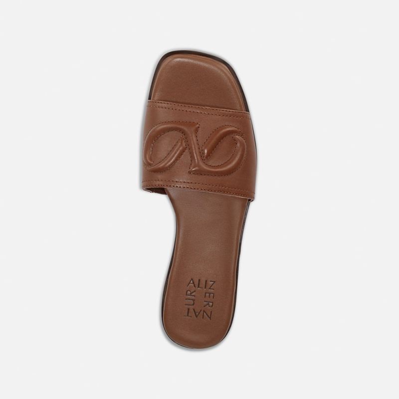 Naturalizer Women's Genevieve Slide Sandal - English Tea Brown Leather
