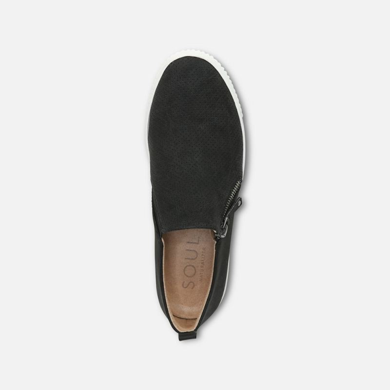 Naturalizer Women's SOUL Turner Slip On Sneaker - Black Synthetic