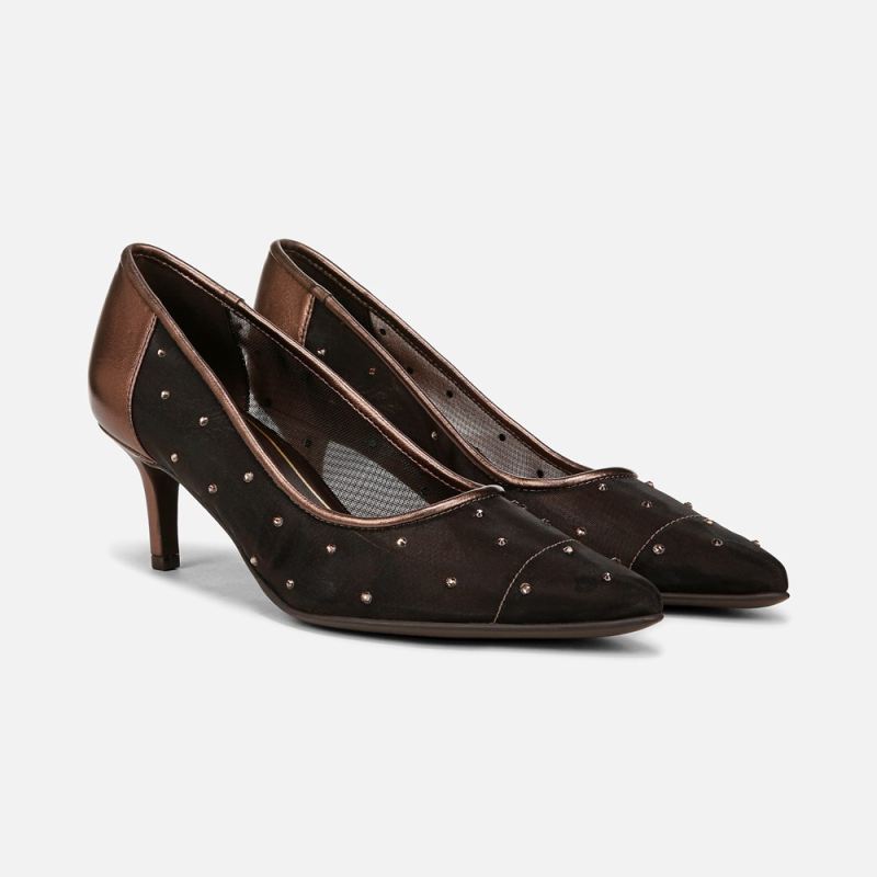 Naturalizer Women's Everly Pump - Chocolate Bar Faux Leather \u0026 Mesh