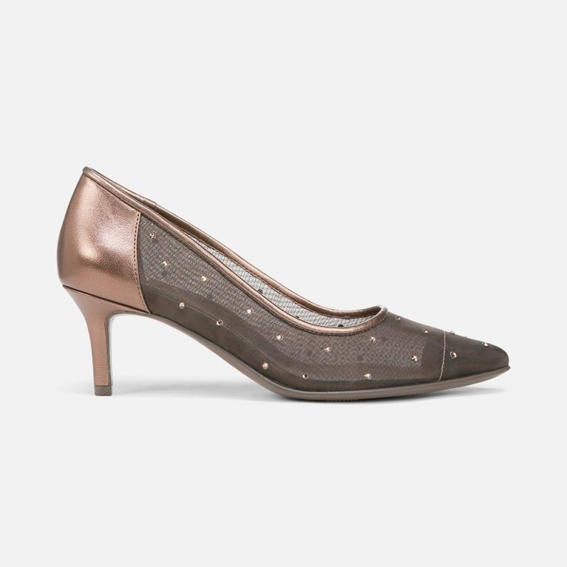 Naturalizer Women's Everly Pump - Chocolate Bar Faux Leather \u0026 Mesh
