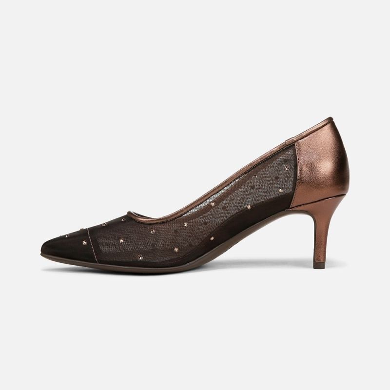 Naturalizer Women's Everly Pump - Chocolate Bar Faux Leather \u0026 Mesh