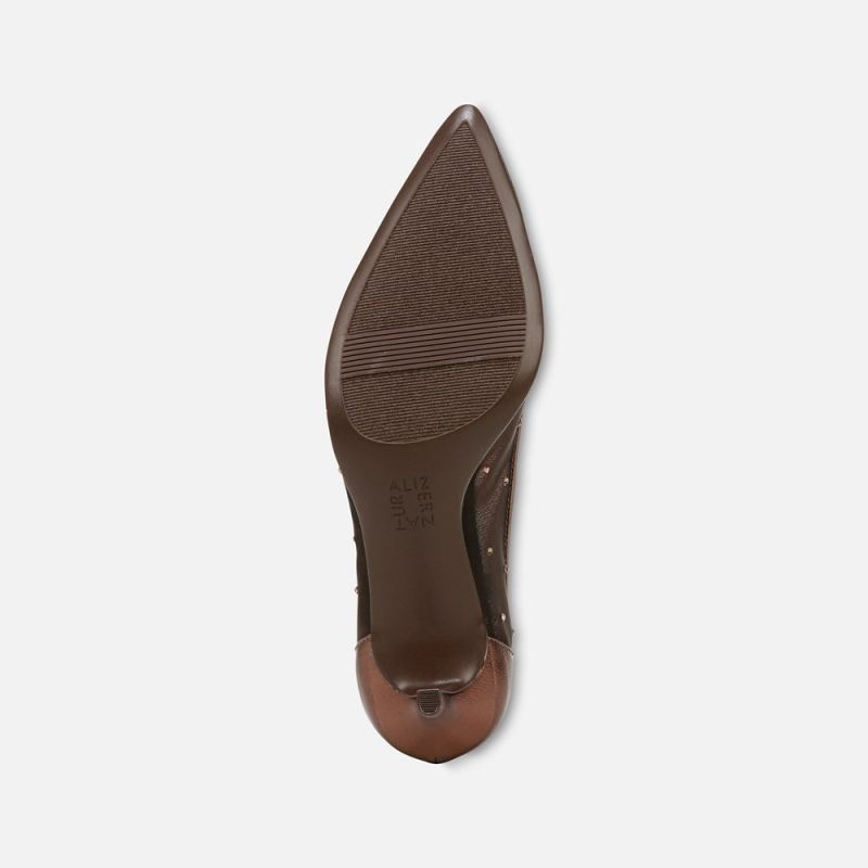 Naturalizer Women's Everly Pump - Chocolate Bar Faux Leather \u0026 Mesh
