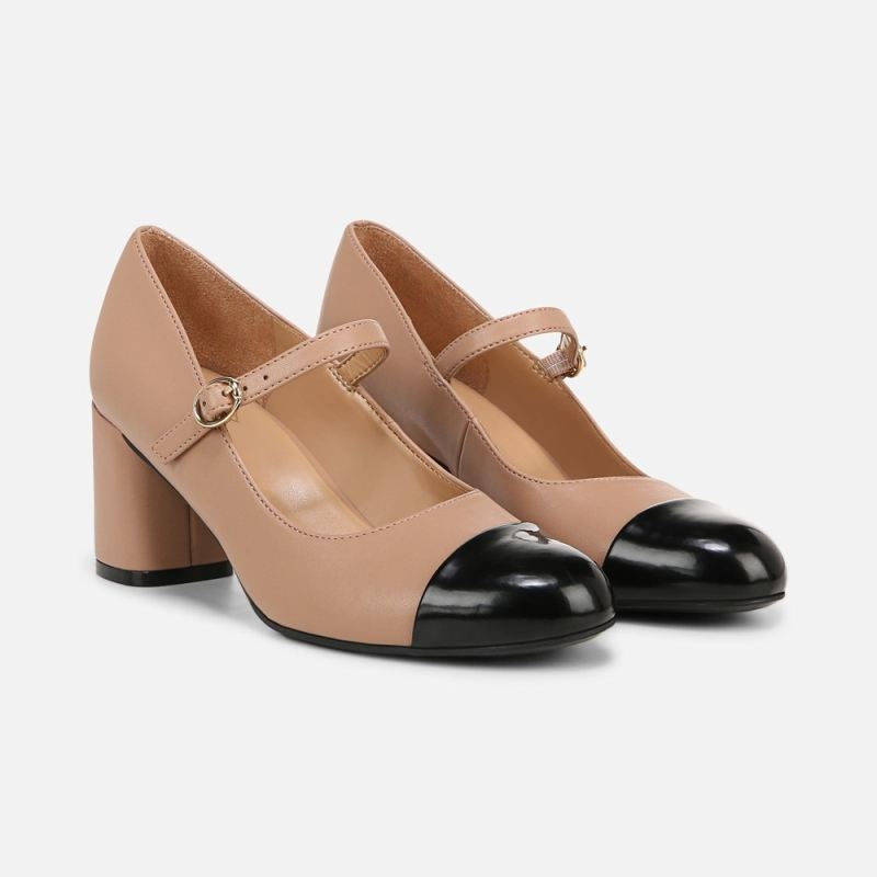 Naturalizer Women's Lovable Mary Jane - Taupe / Black Faux Leather