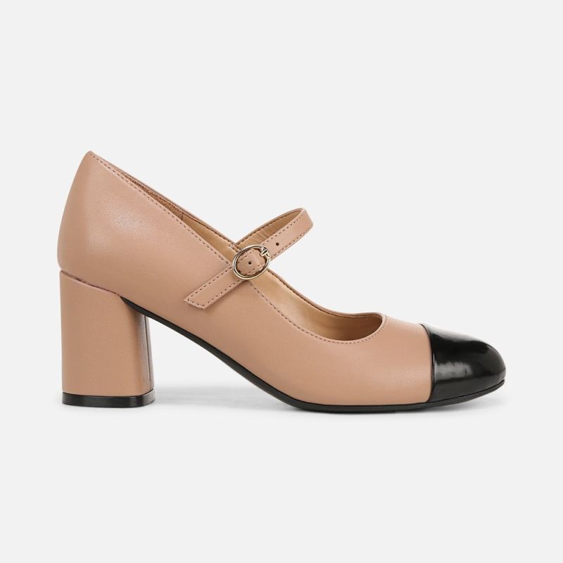 Naturalizer Women's Lovable Mary Jane - Taupe / Black Faux Leather