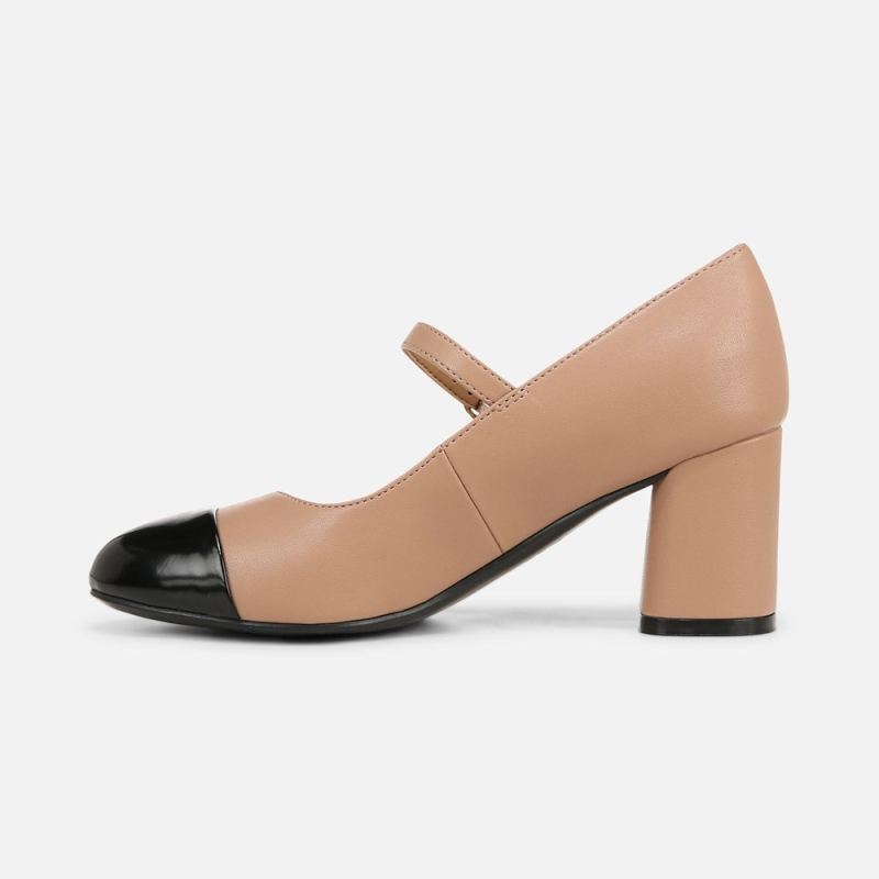Naturalizer Women's Lovable Mary Jane - Taupe / Black Faux Leather