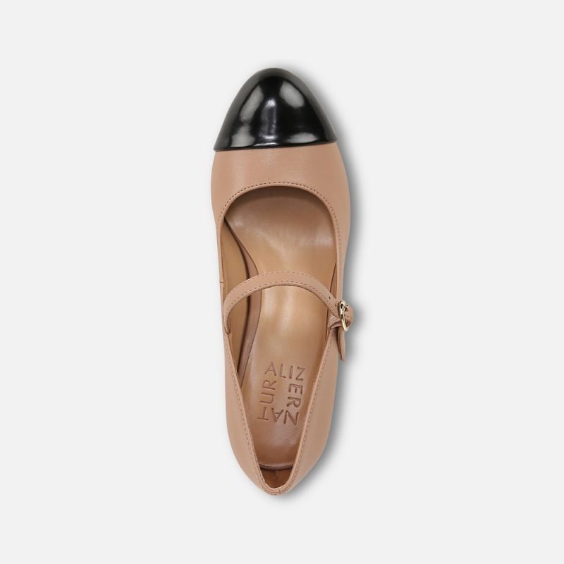 Naturalizer Women's Lovable Mary Jane - Taupe / Black Faux Leather