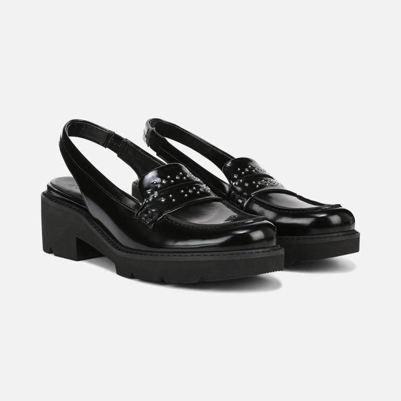 Naturalizer Women's Darry Lug Sole Slingback Loafer - Black Faux Leather