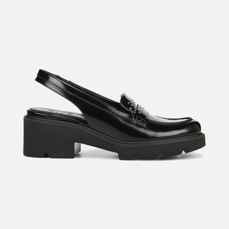 Naturalizer Women's Darry Lug Sole Slingback Loafer - Black Faux Leather