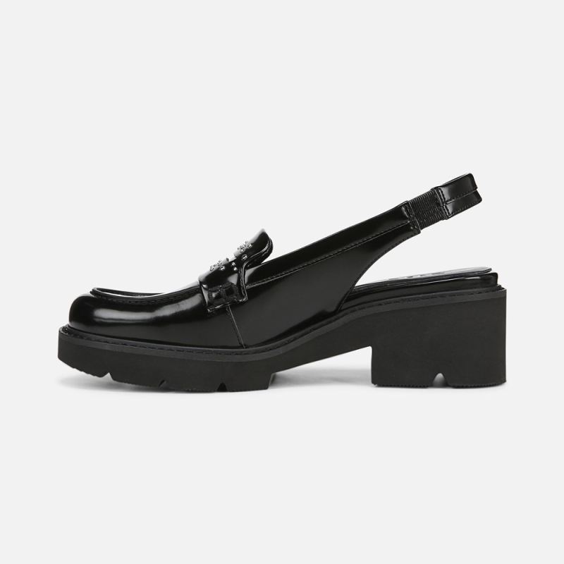 Naturalizer Women's Darry Lug Sole Slingback Loafer - Black Faux Leather