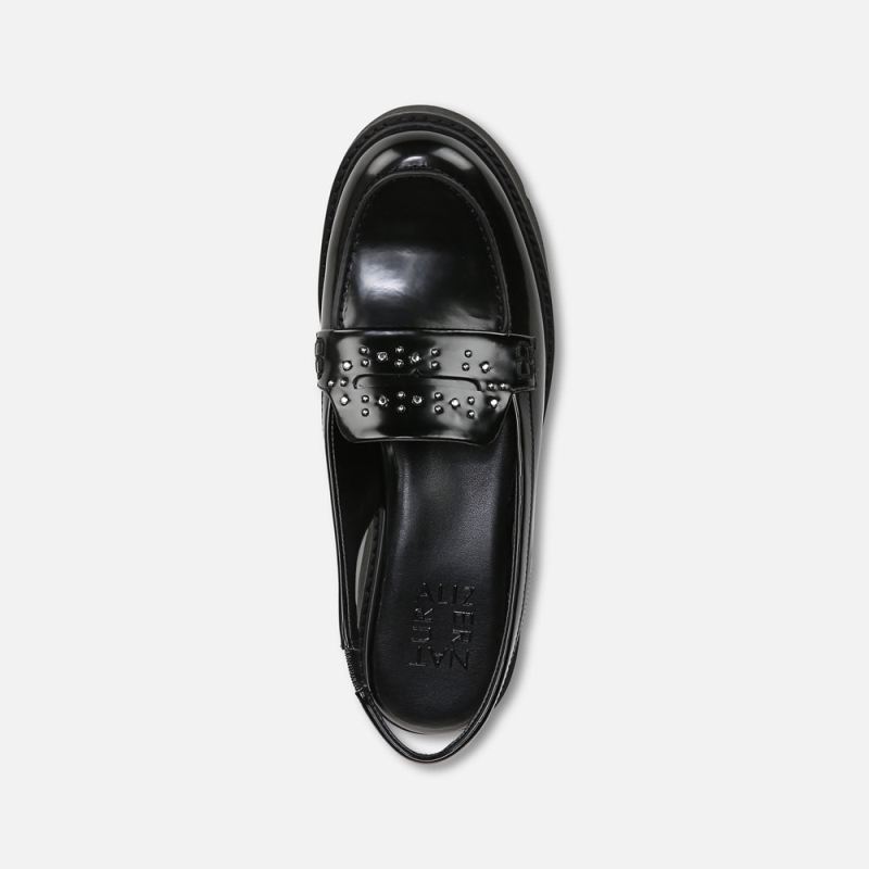 Naturalizer Women's Darry Lug Sole Slingback Loafer - Black Faux Leather