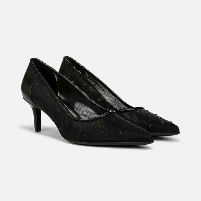 Naturalizer Women's Everly Pump - Black Faux Leather \u0026 Mesh