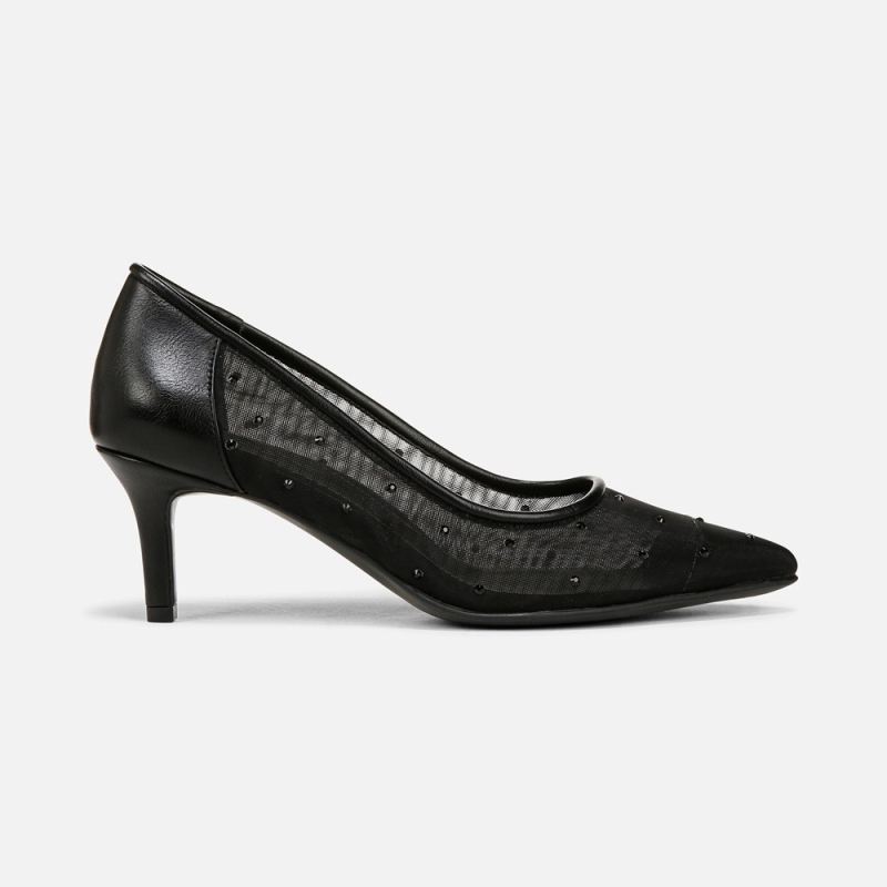 Naturalizer Women's Everly Pump - Black Faux Leather \u0026 Mesh