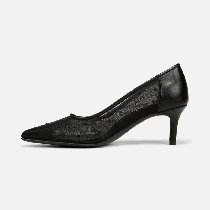 Naturalizer Women's Everly Pump - Black Faux Leather \u0026 Mesh