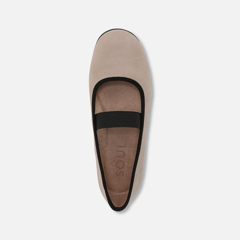 Naturalizer Women's SOUL Brilliant Mary Jane Flat - Tan Faux Leather