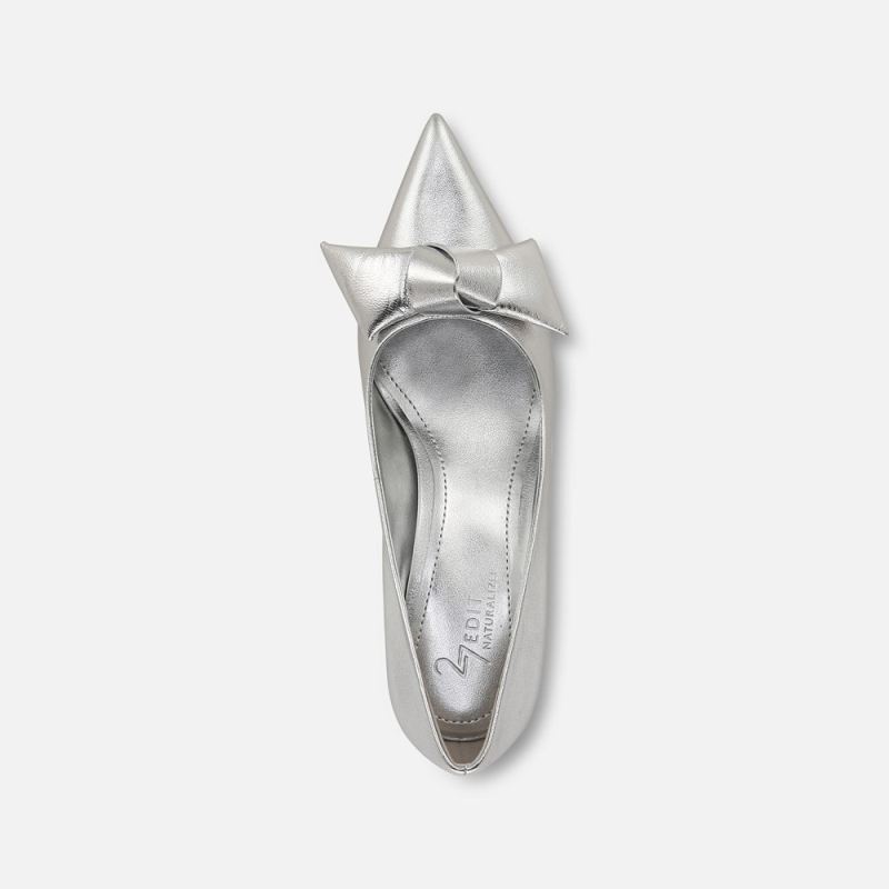 Naturalizer Women's 27 EDIT Emery Bow Pump - Silver Leather