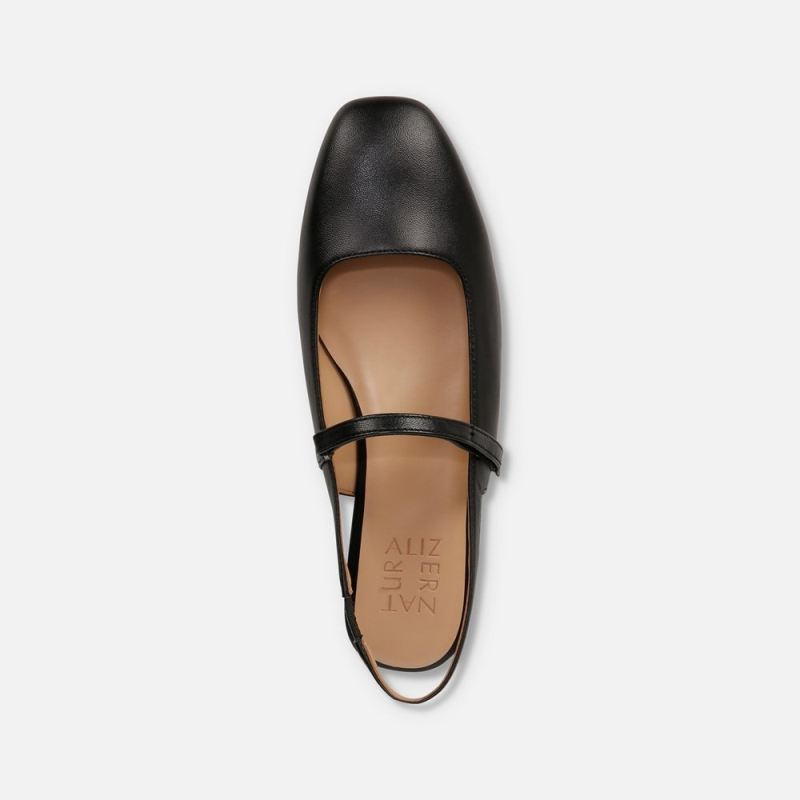 Naturalizer Women's Connie Mary Jane Slingback Flat - Black Leather