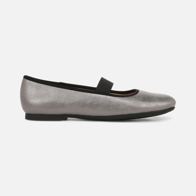 Naturalizer Women's SOUL Brilliant Mary Jane Flat - Pewter Faux Leather