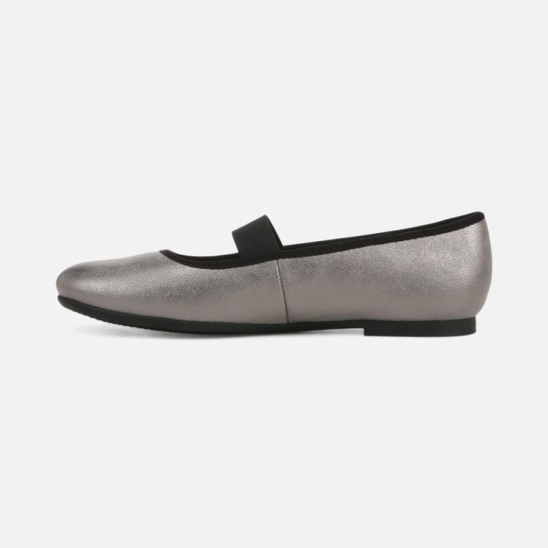 Naturalizer Women's SOUL Brilliant Mary Jane Flat - Pewter Faux Leather