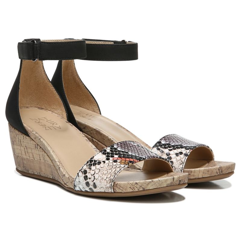 Naturalizer Women's Areda Wedge Sandal - Black Multi Desert Snake Synth