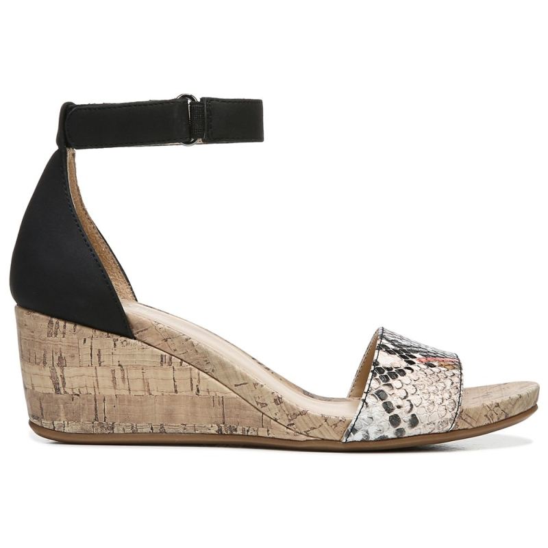 Naturalizer Women's Areda Wedge Sandal - Black Multi Desert Snake Synth