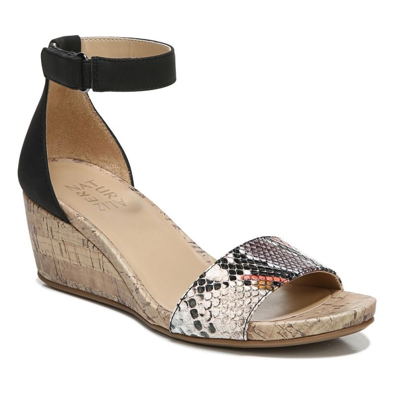 Naturalizer Women's Areda Wedge Sandal - Black Multi Desert Snake Synth