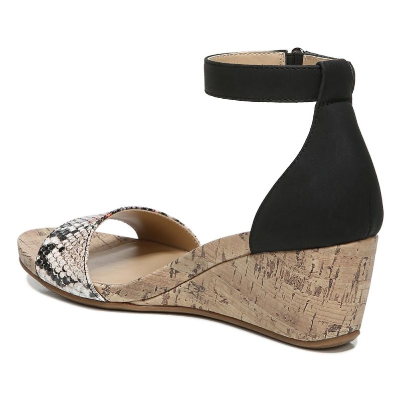 Naturalizer Women's Areda Wedge Sandal - Black Multi Desert Snake Synth
