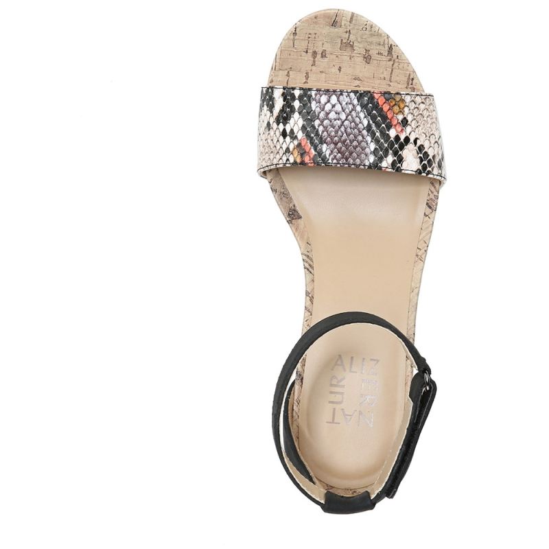 Naturalizer Women's Areda Wedge Sandal - Black Multi Desert Snake Synth