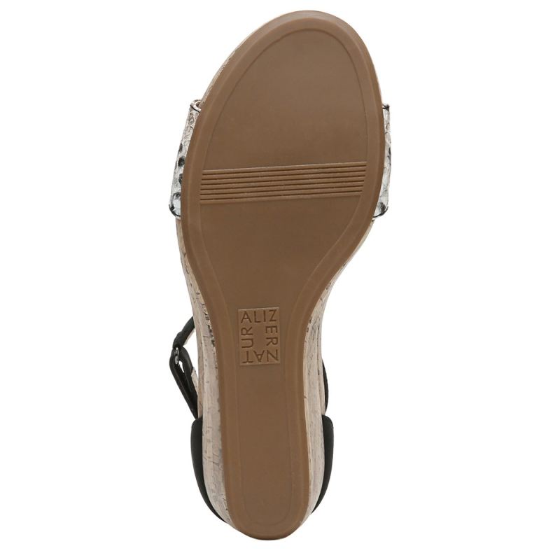 Naturalizer Women's Areda Wedge Sandal - Black Multi Desert Snake Synth