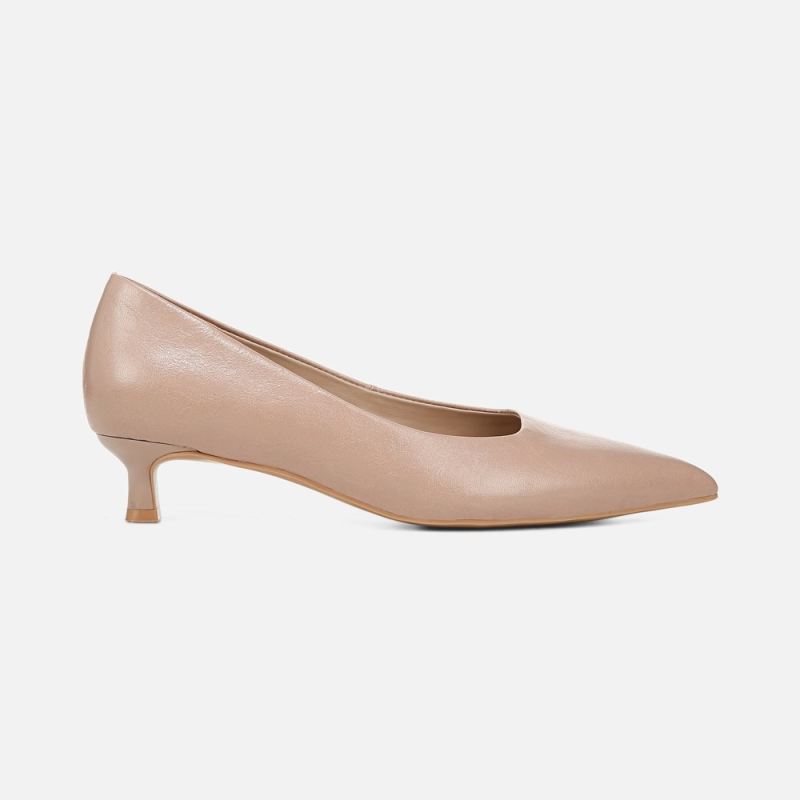 Naturalizer Women's Natalia Kitten Heel - Warm Taupe Tan Leather