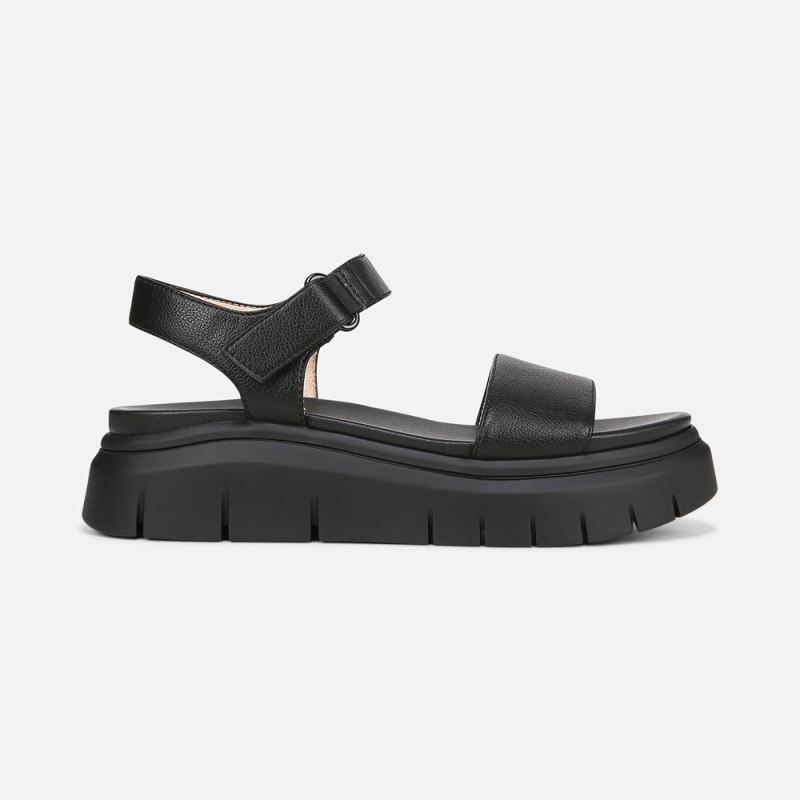 Naturalizer Women's SOUL Poppi Wedge Sandal - Black tumbled