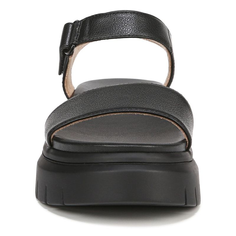 Naturalizer Women's SOUL Poppi Wedge Sandal - Black tumbled