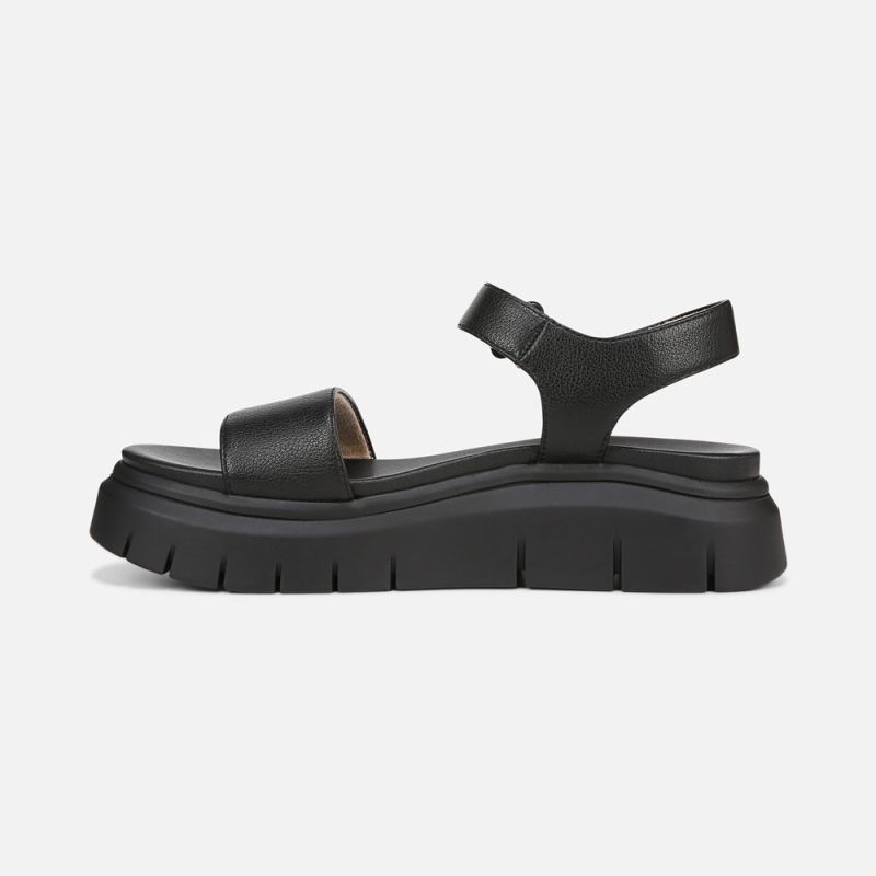Naturalizer Women's SOUL Poppi Wedge Sandal - Black tumbled