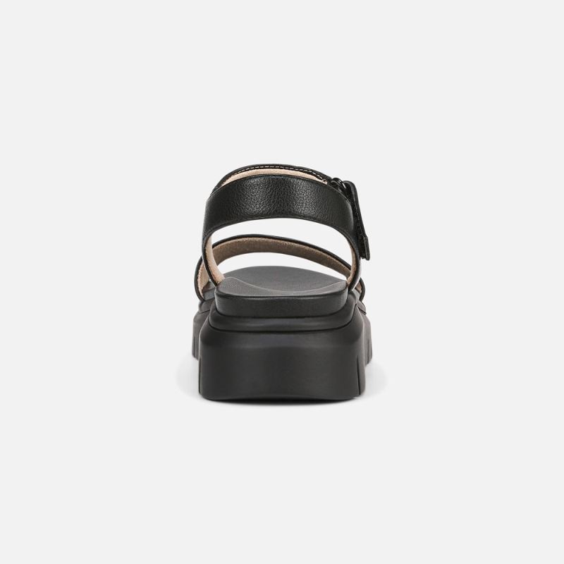 Naturalizer Women's SOUL Poppi Wedge Sandal - Black tumbled
