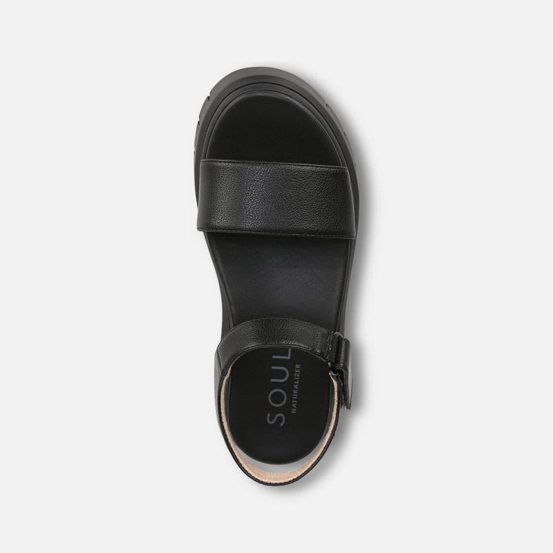 Naturalizer Women's SOUL Poppi Wedge Sandal - Black tumbled