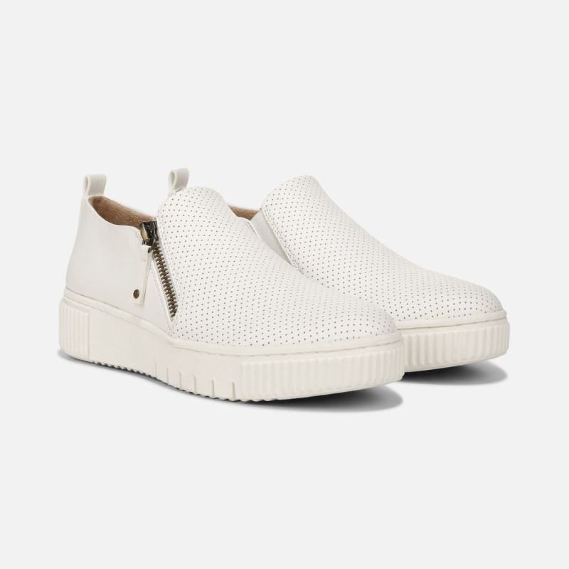 Naturalizer Women's SOUL Turner Slip On Sneaker - White Synthetic Nubuck