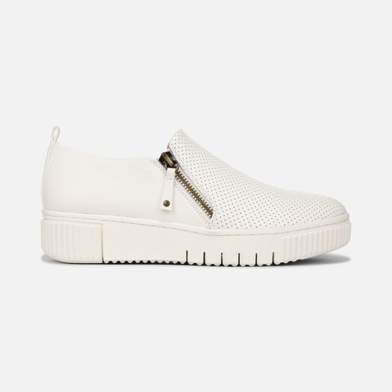 Naturalizer Women's SOUL Turner Slip On Sneaker - White Synthetic Nubuck