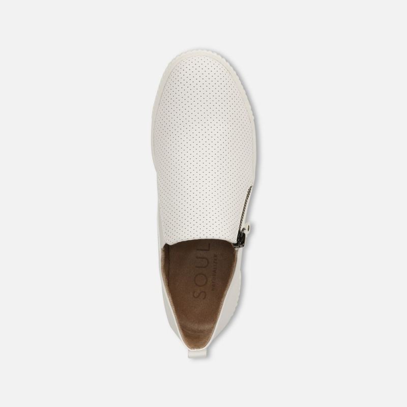 Naturalizer Women's SOUL Turner Slip On Sneaker - White Synthetic Nubuck