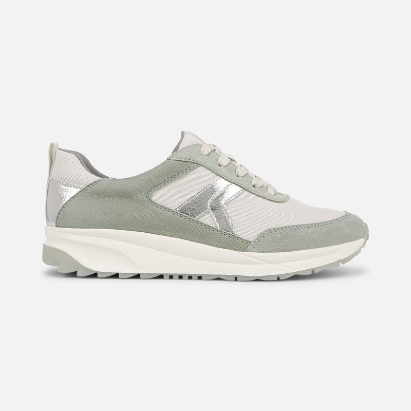 Naturalizer Women's Shay Jogger Lace Up Sneaker - White / Pistachio Leather
