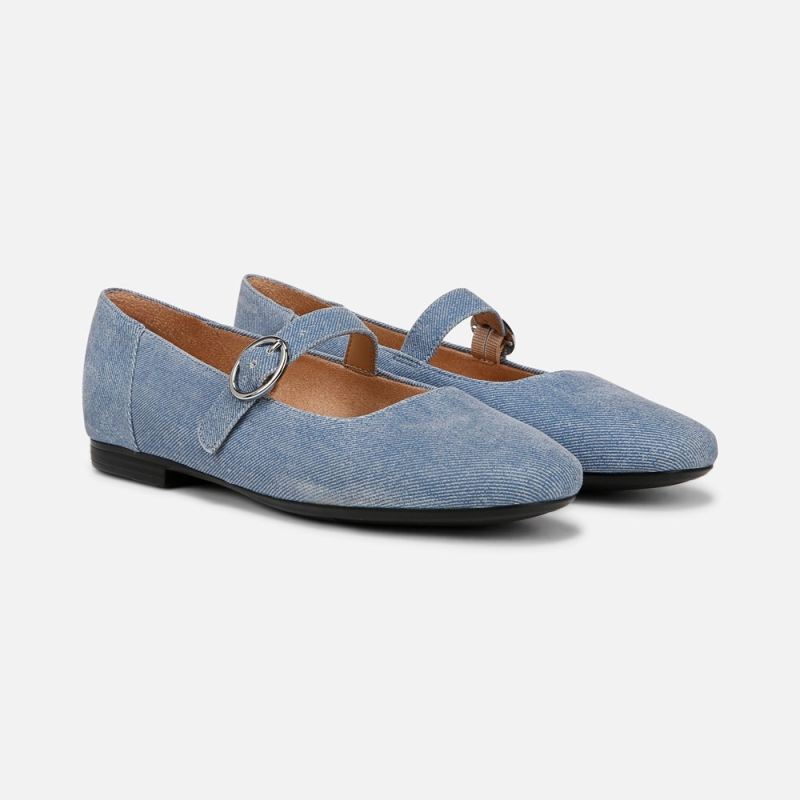 Naturalizer Women's Kelly Mary Jane Flat - Denim Blue Suede